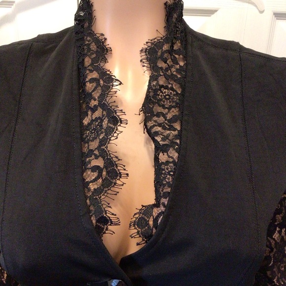 VTG John Murrough Womens Black Knit Leather & Lace Button Up Jacket Size Small - Picture 3 of 11